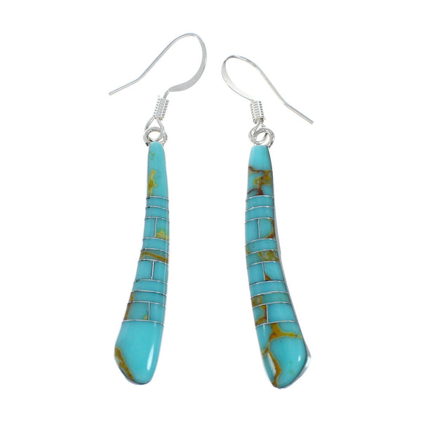 Southwestern Turquoise And Sterling Silver Hook Dangle Earrings TX10283